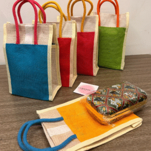 Colorful Jute Tote Bags (Set of 5)